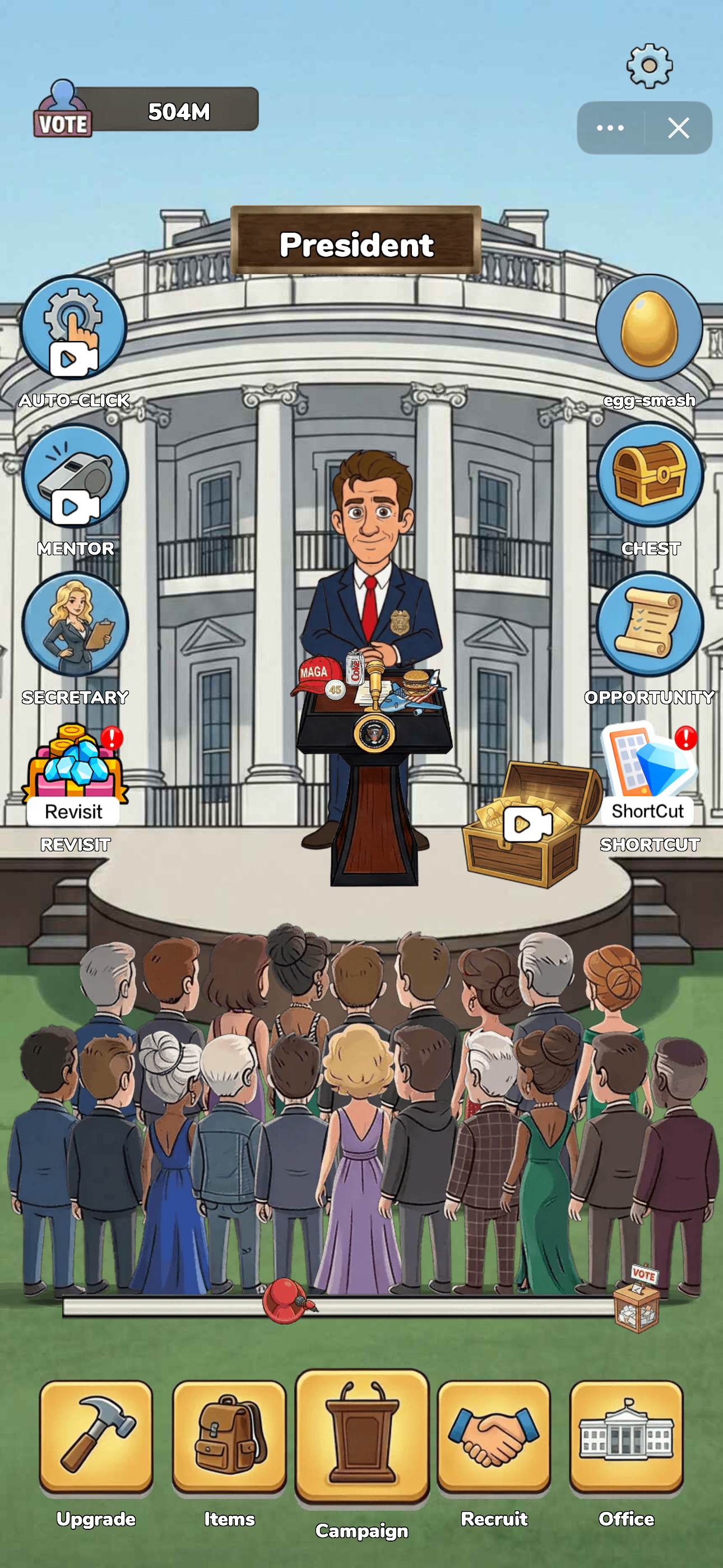 总统题材点击经营游戏界面截图